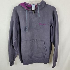 Champion Womens Large/XL USA MADE Quarter Zip Dark Gray Purple Vintage Hoodie